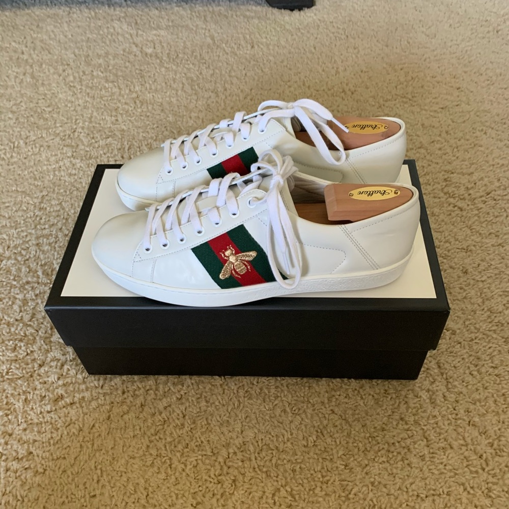 COPY - Gucci Ace Bee Embroidered Leather Sneaker …